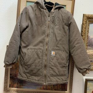 Carhartt Brown Hooded Jacket youth Large (14-16)